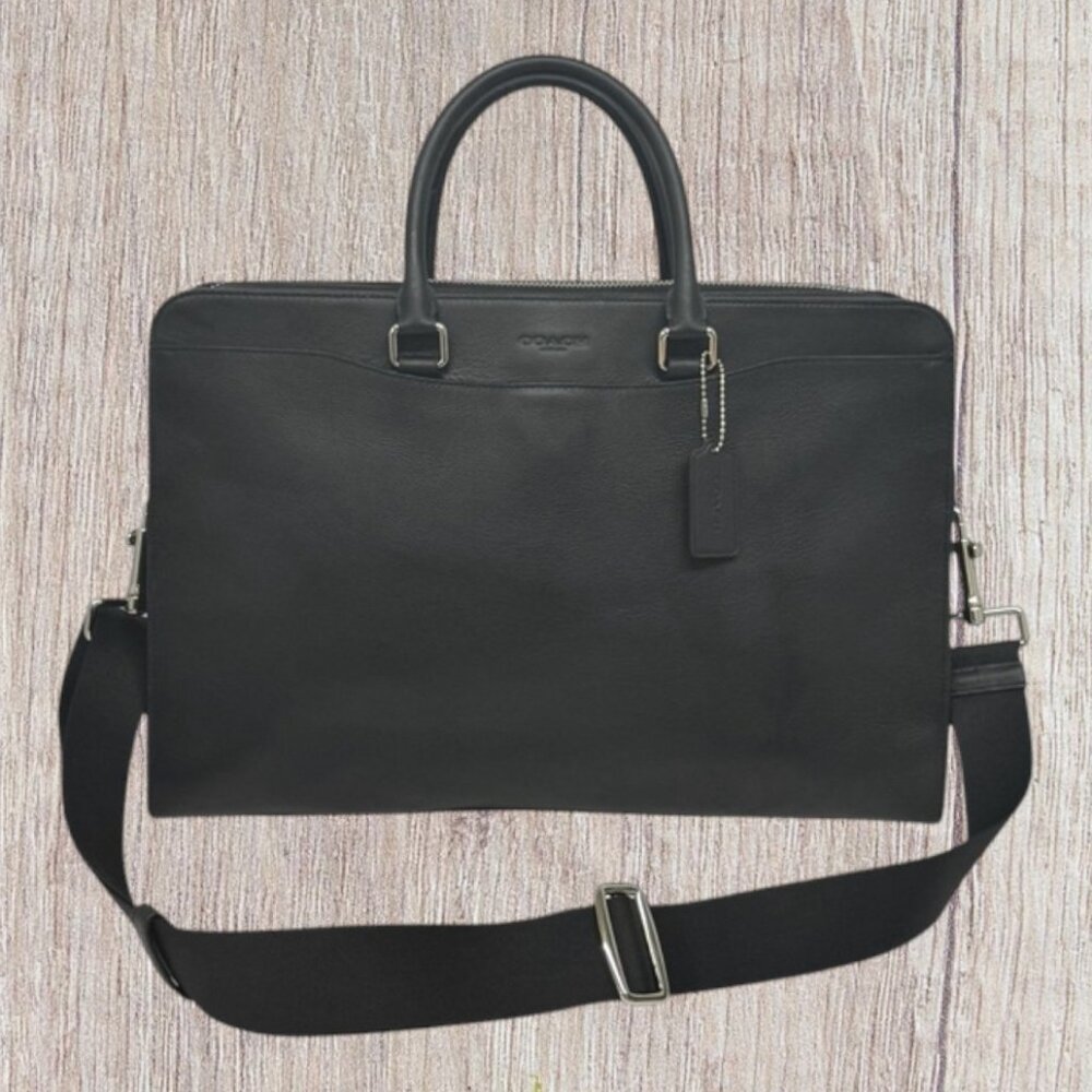 NWT COACH Beckett 2-Way Structured Black Leather Shoulder Business Briefcase New - Picture 3 of 15